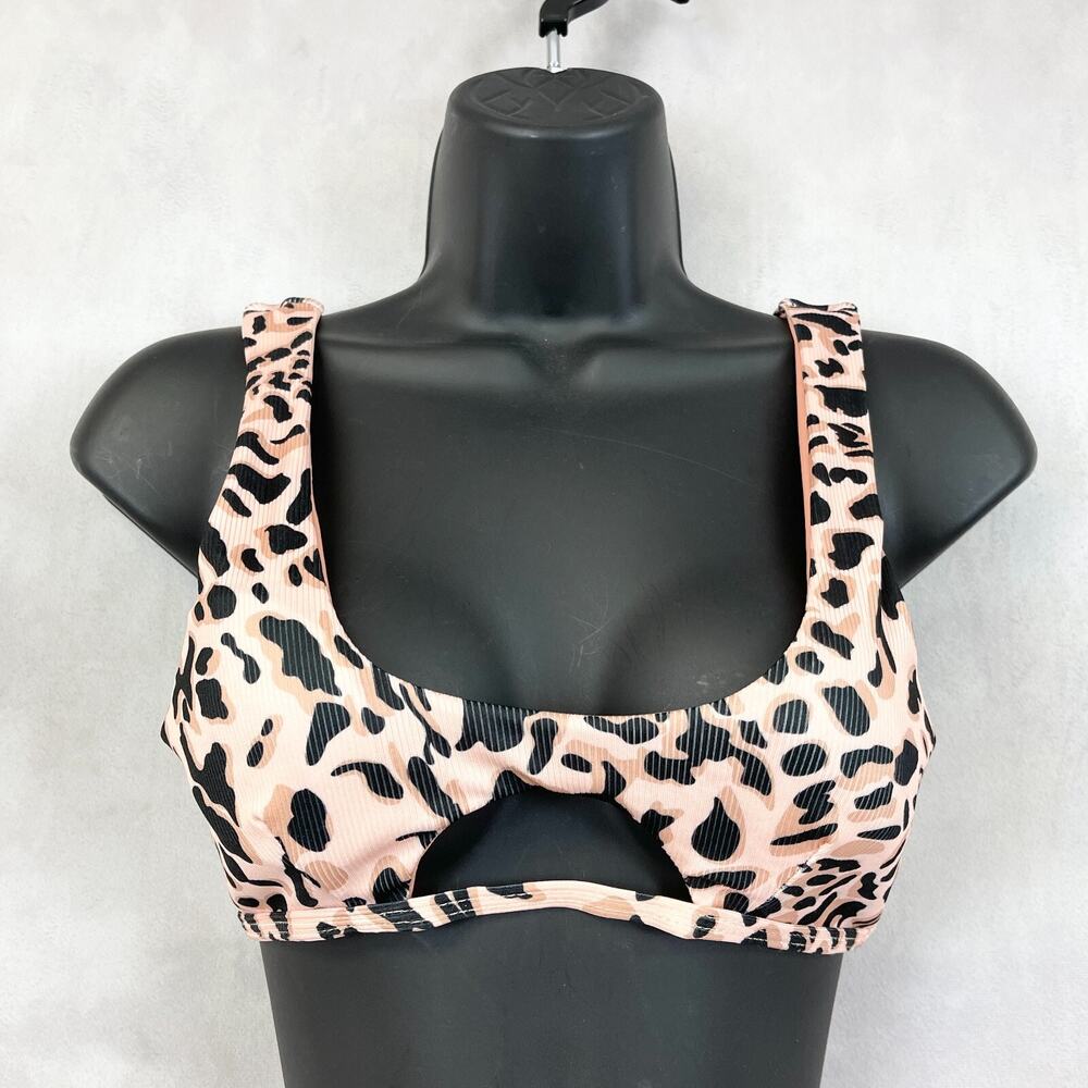 Shein Womens Bikini Swim Top Small Cutout Animal Print Beach Festival Lost Lands
